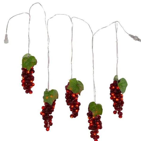 Kurt Adler 100-Light Burgundy Led Grape Light Set With 5 Grape Bunches