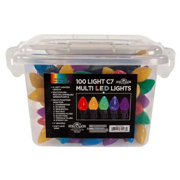 Kurt Adler 100-Light C7 Multicolored String Light Set