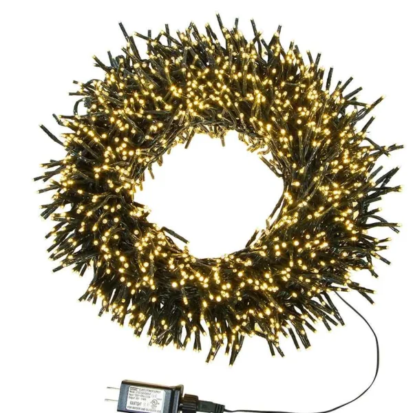 Kurt Adler 2000-Light 65-Foot Cluster Garland With Warm White Led Lights