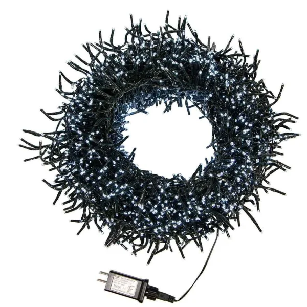 Kurt Adler 2000-Light 65-Foot Cluster Garland With Cool White Led Lights