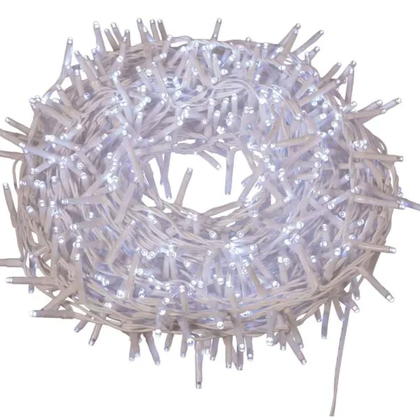 Kurt Adler 600-Light 49.2-Foot Cool White Led White Wire Rice Light Set