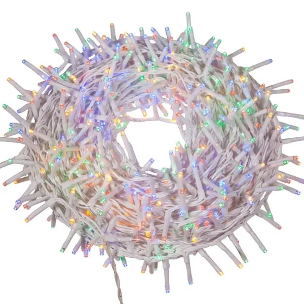 Kurt Adler 600-Light 49.2-Foot Multicolored Led White Wire Rice Light Set