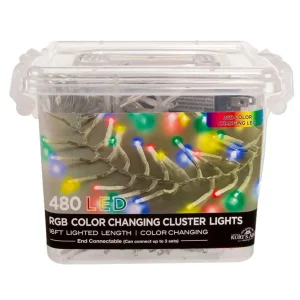 Kurt Adler 480-Light 15.7-Foot Rgb Led Connectable Cluster Garland