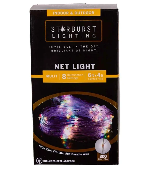 Kurt Adler 300-Light 6-Foot Starburst Multi Led Net Light