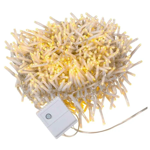 Kurt Adler 1000-Light 32.8-Foot Warm White Led Cluster Garland