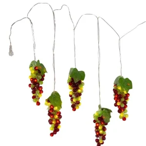 Kurt Adler 100-Light Green And Burgundy Led Grape Light Set With 5 Grape Bunches