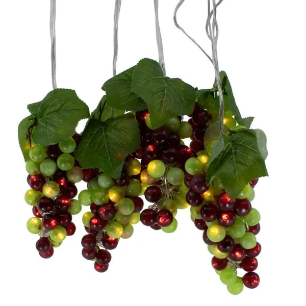Kurt Adler 100-Light Green And Burgundy Led Grape Light Set With 5 Grape Bunches