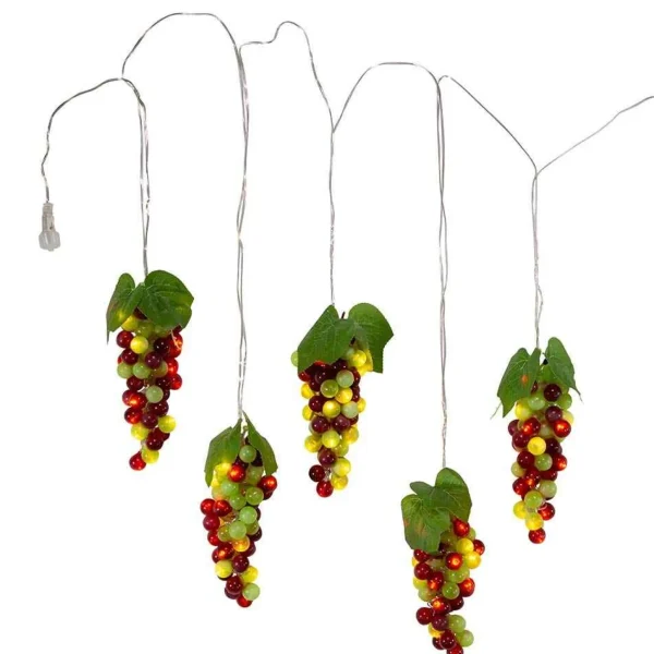 Kurt Adler 100-Light Green And Burgundy Led Grape Light Set With 5 Grape Bunches