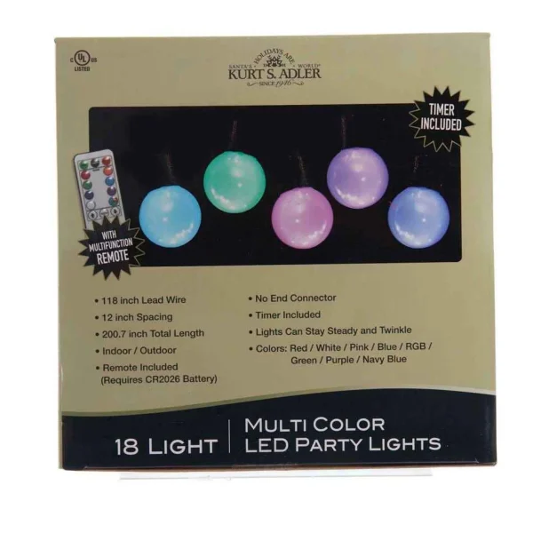 Kurt Adler 18-Light Multi-Colored Led Party Light Set