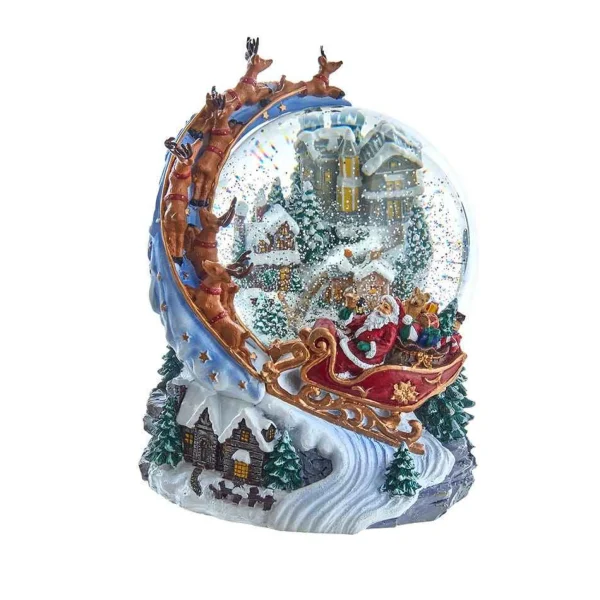 Kurt Adler 120Mm Battery-Operated Musical Santa And Sled Waterglobe