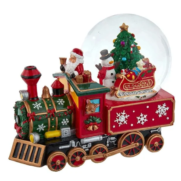 Kurt Adler 120Mm Musical Santa Driving Train Water Globe