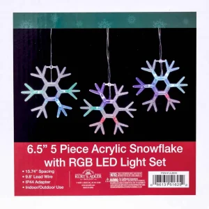 Kurt Adler Snowflake Icicle Fairy Lights With Rgb Led Lights