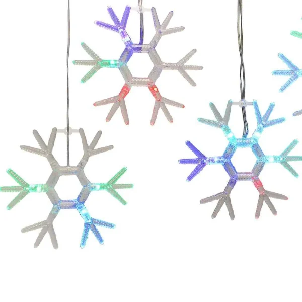 Kurt Adler Snowflake Icicle Fairy Lights With Rgb Led Lights