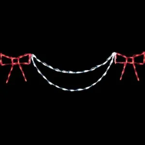 Brite Ideas Led Bow With Garland End Piece (Red/White) #Ban54W