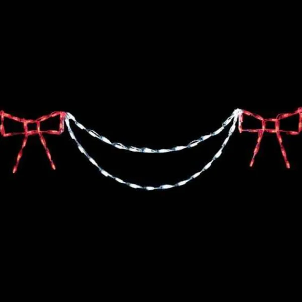 Brite Ideas Led Bow With Garland End Piece (Red/White) #Ban54W
