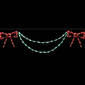 Brite Ideas Led Bow With Garland End Piece (Red/Green) #Led-Ban54