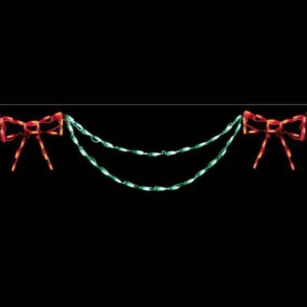 Brite Ideas Led Bow With Garland End Piece (Red/Green) #Led-Ban54