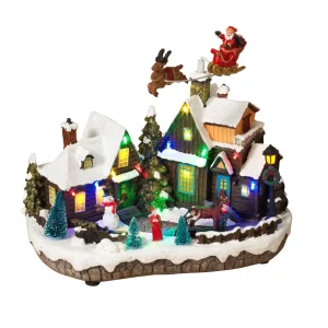 Gerson International Led Christmas Holiday Village With Moving Figurines