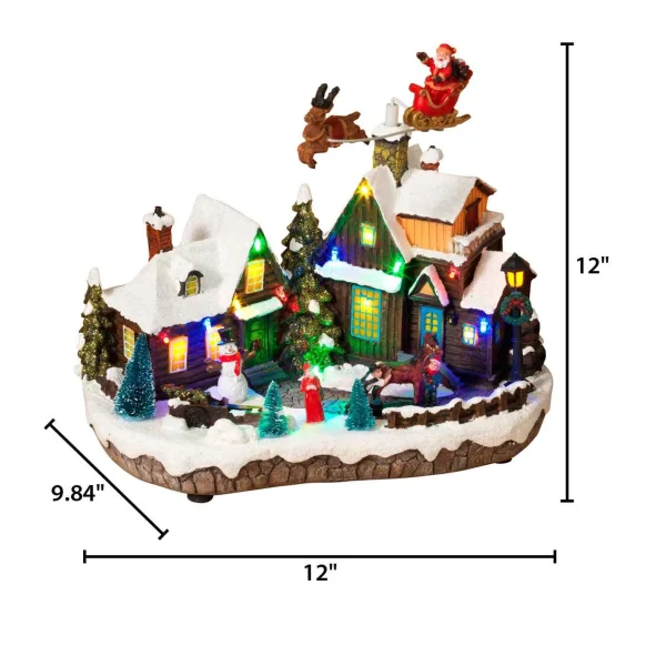 Gerson International Led Christmas Holiday Village With Moving Figurines