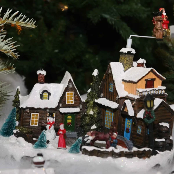 Gerson International Led Christmas Holiday Village With Moving Figurines