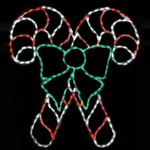 Brite Ideas Led Double Candy Canes With Bow #Led-Ccb260 *Set Of 2*
