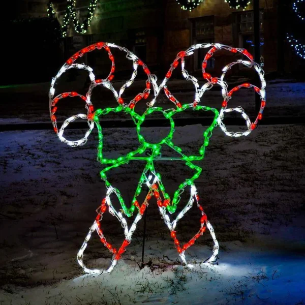 Brite Ideas Led Double Candy Canes With Bow #Led-Ccb260 *Set Of 2*