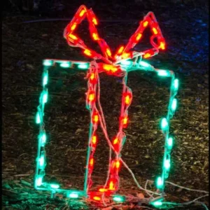Brite Ideas Led Gift Box- Green Box With Red Bow #Led-Gb22Gb/Rb *Set Of 2*