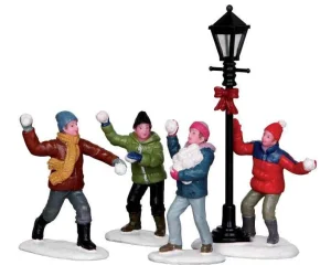 Lemax Village Collection Lemax Snowball Fight, Set Of 4 #32133