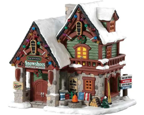 Lemax Village Collection Backwoods Snowshoe Rental Shop #85328