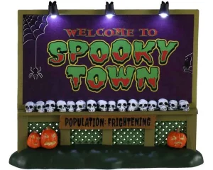 Lemax Village Collection Spookytown Sign, B/O Lighted Accessory #04710