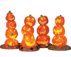Lemax Village Collection Light Up Pumpkin Stack, Set/4, Battery Operated #34623