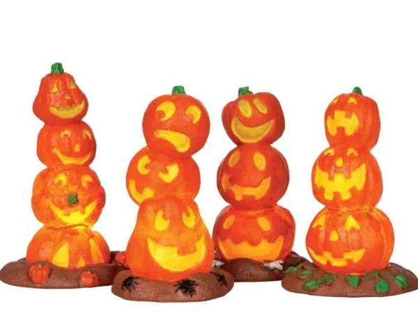 Lemax Village Collection Light Up Pumpkin Stack, Set/4, Battery Operated #34623