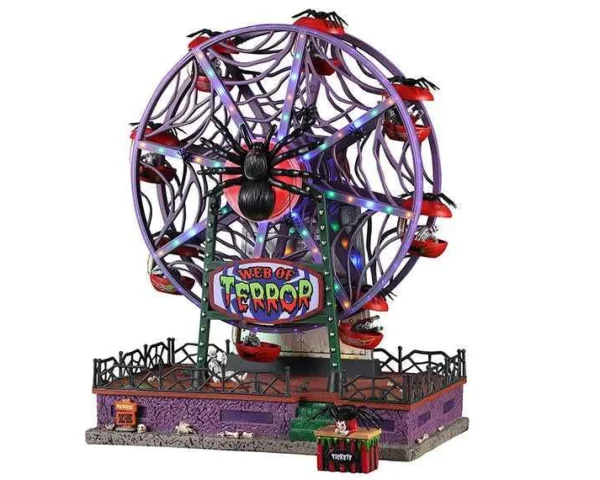 Lemax Village Collection Web Of Terror Ferris Wheel, With 4.5V Adaptor #14823