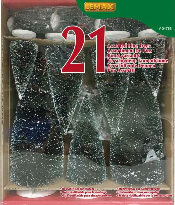 Lemax Village Collection Assorted Pine Trees, Set Of 21 #04768