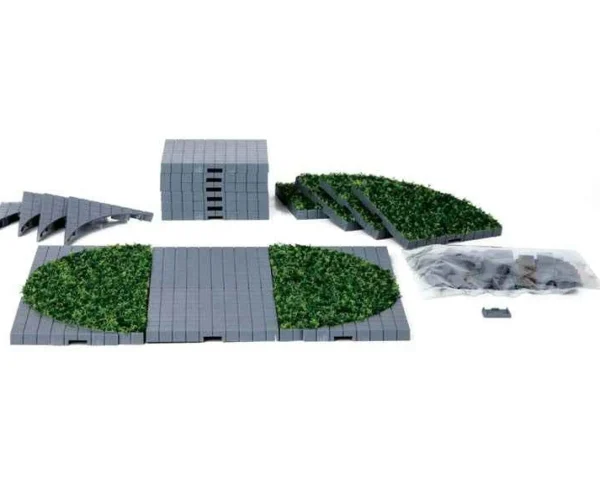 Lemax Village Collection Plaza System (Grey, Round Grass) - 24 Pcs #64108