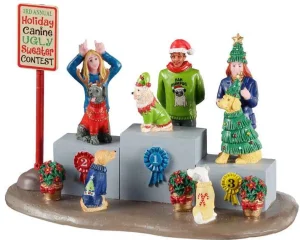 Lemax Village Collection Canine Holiday Sweater Contest Table Accent #13556