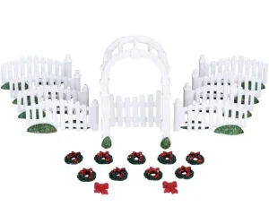 Lemax Village Collection Plastic Arbor & Picket Fences With Decorations, Set Of 20 #04233