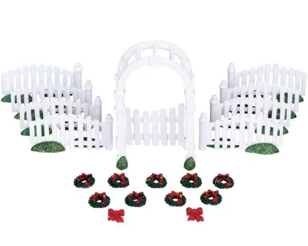 Lemax Village Collection Plastic Arbor & Picket Fences With Decorations, Set Of 20 #04233