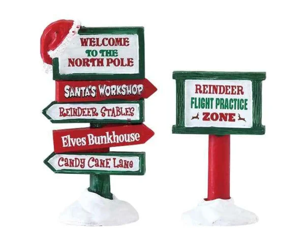 Lemax Village Collection North Pole Signs, Set Of 2 #74325