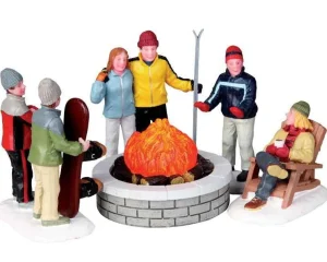 Lemax Village Collection Fire Pit, Set Of 5, B/O Lighted Accessory #04223