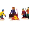 Lemax Village Collection Skiers' Camp Fire, Set Of 4, B/O Lighted Accessory #04468