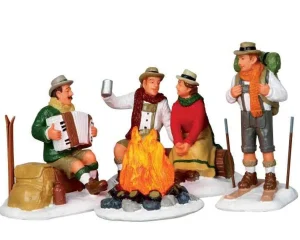 Lemax Village Collection Alpine Ski Party, Set Of 4, B/O Lighted Accessory #14356