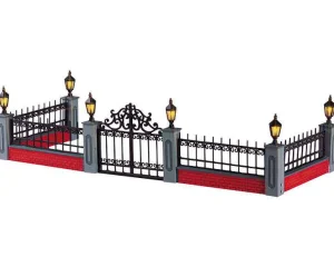 Lemax Village Collection Lighted Wrought Iron Fence, Set Of 5, B/O Lighted Accessory #54303