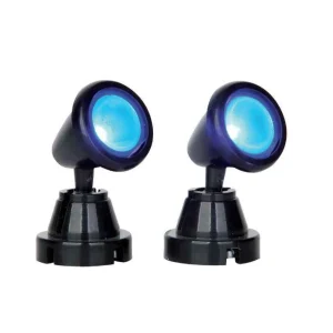 Lemax Village Collection Round Spot Light, Blue, Set Of 2 #54945