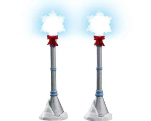 Lemax Village Collection Snowflake Lamp Post, Set Of 2, B/O #74228