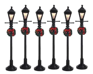 Lemax Village Collection Gas Lantern Street Lamp, Set Of 6, B/O #64499
