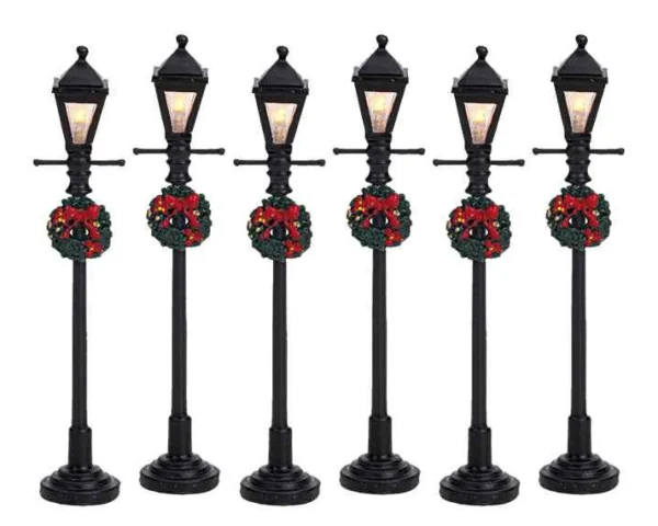 Lemax Village Collection Gas Lantern Street Lamp, Set Of 6, B/O #64499