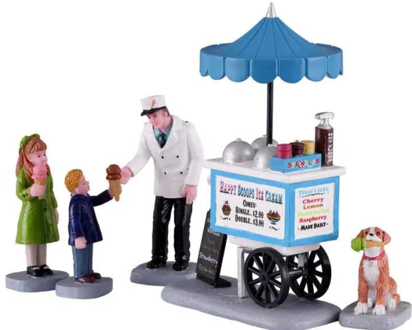Lemax Village Collection Happy Scoops Ice Cream Cart, Set Of 5 Figurine #12037