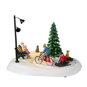 Lemax Village Collection Snowbiking With Dad, Battery Operated (4.5V) #34087