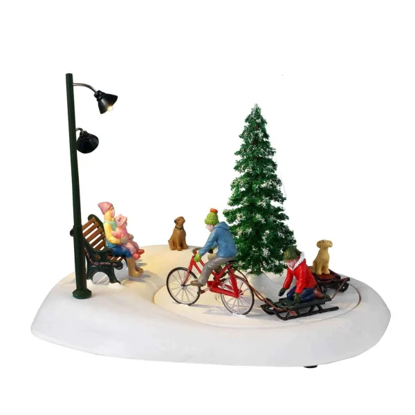 Lemax Village Collection Snowbiking With Dad, Battery Operated (4.5V) #34087